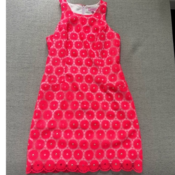 Lilly Pulitzer Pinwheel Pearl Shift Dress in Fiesta Pink - Picture 10 of 10